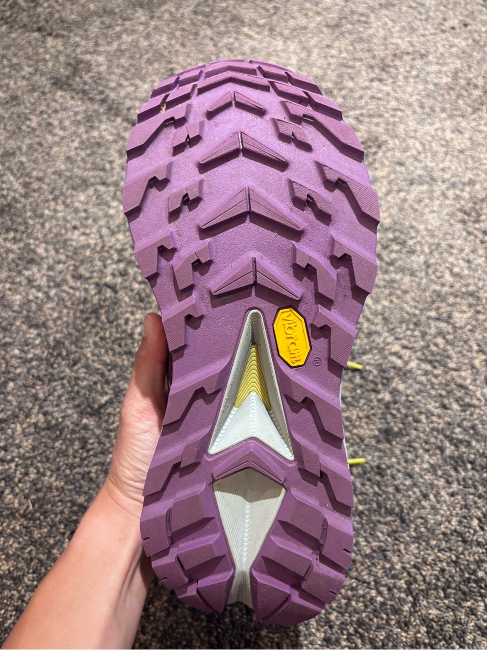 Hoka Skyline Float X Women's Purple Trail Shoes with Yellow Laces - Picture 4 of 4